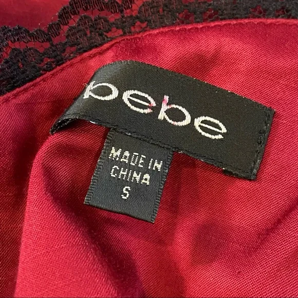 Bebe Red Strapless Lace Bustier Dress Sz S - Picture 12 of 13
